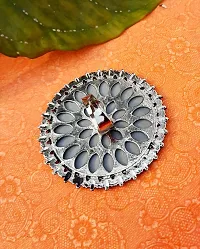 Just In Jewellery Oxidized Silver Trendy Round Mirror Big Cocktail Jumbo Adjustable Ring For Girls & Women-thumb4