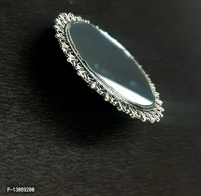 Just In Jewellery Oxidized Silver Trendy Round Mirror Big Cocktail Jumbo Adjustable Ring For Girls & Women-thumb4