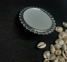 Just In Jewellery Oxidized Silver Trendy Round Mirror Big Cocktail Jumbo Adjustable Ring For Girls & Women-thumb2