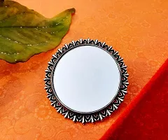 Just In Jewellery Oxidized Silver Trendy Round Mirror Big Cocktail Jumbo Adjustable Ring For Girls & Women-thumb1