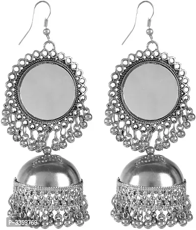 Fancy German Silver Mirror Jhumka Earring for Women-thumb0