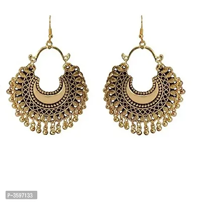 Fancy Oxidized Gold Chandbali Earrings