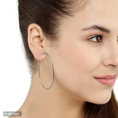 Fancy Oxidized Silver Hoop Earrings-thumb0