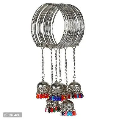 Trendy Silver Spiral  Bangle with Jhumki Latkan / Hanging (Pack of 1)