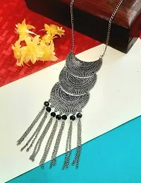 Trendy Indian Diva Oxidized Silver i Pendent Chain Necklace For Girls  Women-thumb1