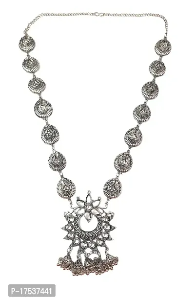 Just In Jewellery New Diva Oxidized Silver Choker Necklace  Jewellery Set For Women and Girls-thumb0