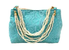 Trendy Lucknowi Pink Embroidered Pearl String Ethnic 3 Magnet  Handbags/ Purse For girls  Women-thumb2
