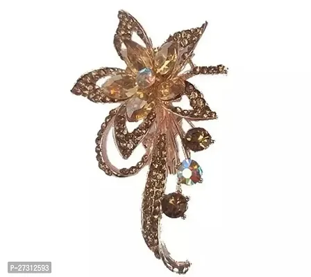 Shimmering Golden Alloy Emerald Brooches For Women Pack Of 2