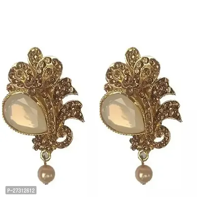 Shimmering Golden Alloy Emerald Brooches For Women Pack Of 2