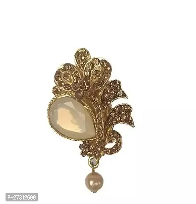 Shimmering Golden Alloy Emerald Brooches For Women