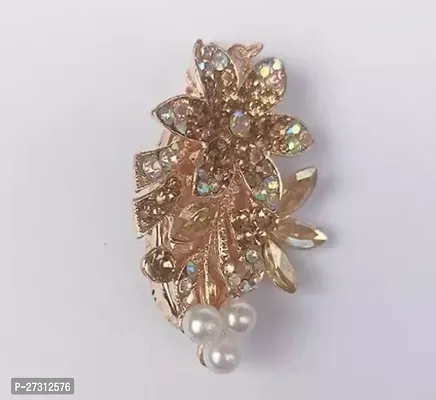 Shimmering Golden Alloy Emerald Brooches For Women