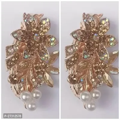 Shimmering Golden Alloy Emerald Brooches For Women Pack Of 2