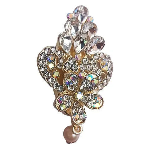 Fancy Women Party wear Brooch Pin, Brooch Pin, Flakes Design, Decorated with Pearls, different designs stone saree pins brooch