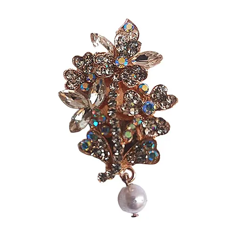 Fancy Women Party wear Brooch Pin, Brooch Pin, Flakes Design, Decorated with Pearls, different designs stone saree pin brooch