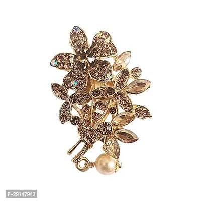 Fancy Women Party wear stylist Brooch Pin, Brooch Pin, Flakes Design, Decorated with Pearls, different designs stone saree pin brooch-thumb0