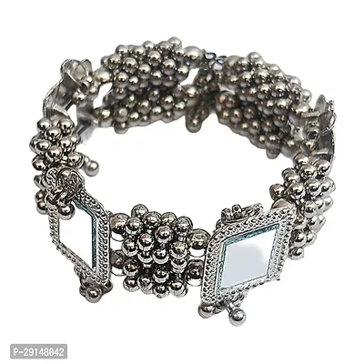 Sterling Silver Oxidised Adjustable Bracelet/Bangles/kada/Kangan/Chudi for Women and Girls(Pack of 1)-thumb2