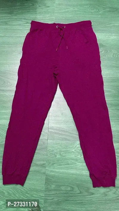 Stylish Pink Cotton Blend Solid Regular Track Pants For Men