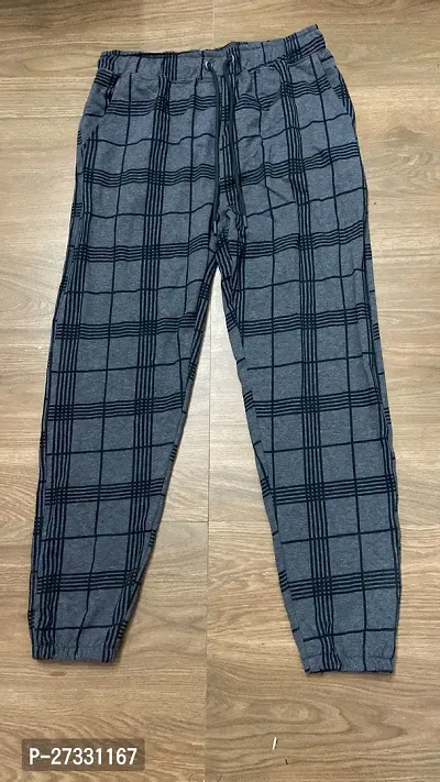 Stylish Multicoloured Cotton Blend Checked Regular Track Pants For Men-thumb0