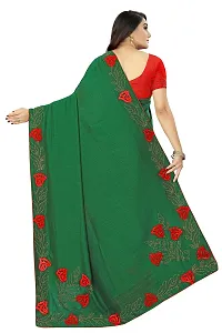 Punyatha Creation Women's Polyester Latest Sarees with Blouse Piece and Mark (Bottle Green)-thumb1