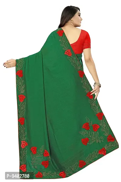 Punyatha Creation Women's Polyester Latest Sarees with Blouse Piece and Mark (Bottle Green)-thumb2
