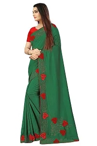 Punyatha Creation Women's Polyester Latest Sarees with Blouse Piece and Mark (Bottle Green)-thumb3