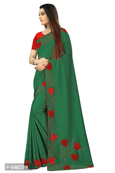 Punyatha Creation Women's Polyester Latest Sarees with Blouse Piece and Mark (Bottle Green)-thumb4