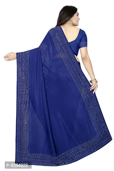 PUNYATHA CREATION Women's Chanderi Saree With Blouse Piece And Matching Mask (TRIKON  CHOKI - 3600_Navy Blue)-thumb2