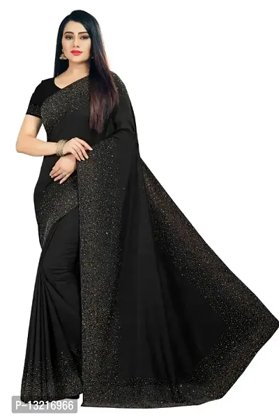 Punyatha Swarovski Crystal work Silk Black Embellished Saree with Blouse Piece-thumb0