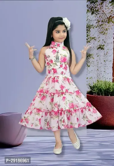 Fabulous Cotton Pink Printed Frocks For Girl-thumb0