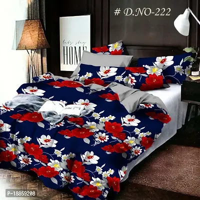 Comfortable Polycotton Double Bedsheet with Two Pillow Covers-thumb0