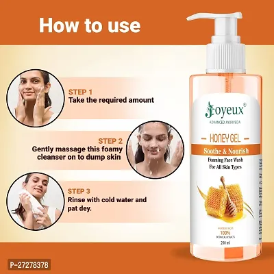 JOYEUX Honey Gel Soothe  Nourish Foaming Face wash | Soap Free Formula | Reduce Dryness | 100% Botanical Extracts | Suitable for All Skin Types | 200ml Face Washnbsp;nbsp;(200 ml)-thumb3