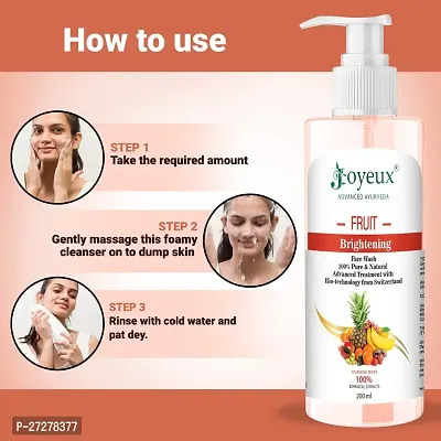 JOYEUX Fruit Brightening | Ayurvedic and Organically Pure| Advanced Swiss Technology |100% Botanical Extracts| Suitable for All Skin Types | 200mL Face Washnbsp;nbsp;(200 ml)-thumb3