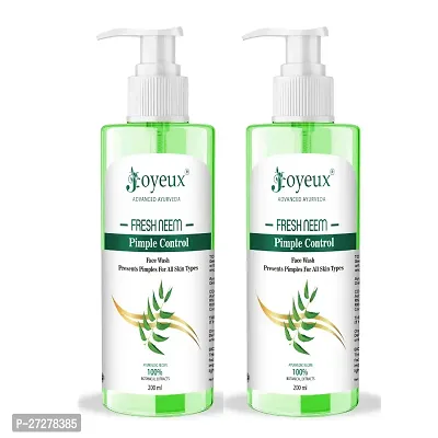 JOYEUX Fresh Neem Pimple Control Prevents Pimples|All Skin Types| Men  Women Face Washnbsp;nbsp;(200 ml) PACK OF 2