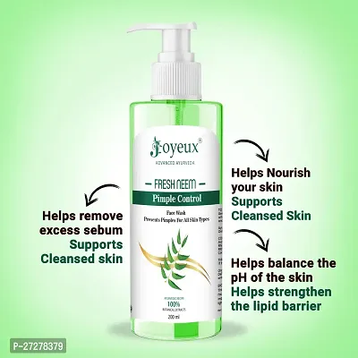 JOYEUX Fresh Neem Pimple Control Prevents Pimples|All Skin Types| Men  Women Face Washnbsp;nbsp;(200 ml)-thumb3