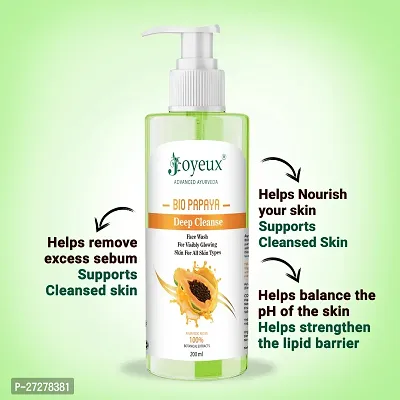 JOYEUX Papaya Deep Cleanse | Gentle Exfoliation | Visibly Glowing Skin | 100% Botanical Extracts| Suitable for All Skin Types | 200ml Face Washnbsp;nbsp;(200 ml)-thumb3