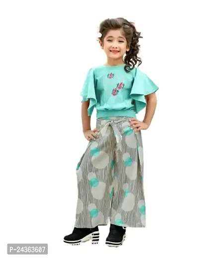 UMA FABRIC Girls' Polycotton Top Plazo Set