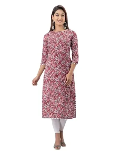 Stylish Multicoloured Cotton Straight Printed Kurti