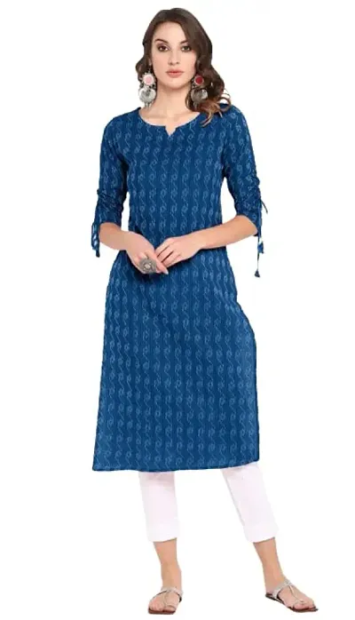 Stylish Multicoloured Cotton Straight Solid Kurti