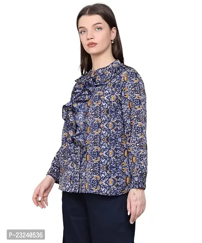 BaawRi Casual Round Neck Full Sleeve Floral Printed Crepe Fabric Top for Women/Girl's-thumb4