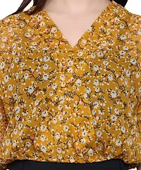 BaawRi Georgette Fabric Casual Half Sleeve Floral Printed V-Neck Top for Women and Girl's-thumb4