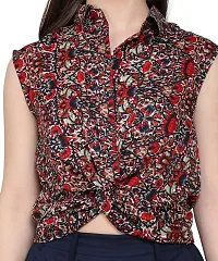 BaawRi Sleeveless Casual Floral Printed Crepe Fabric Top for Women/Girl's-thumb5