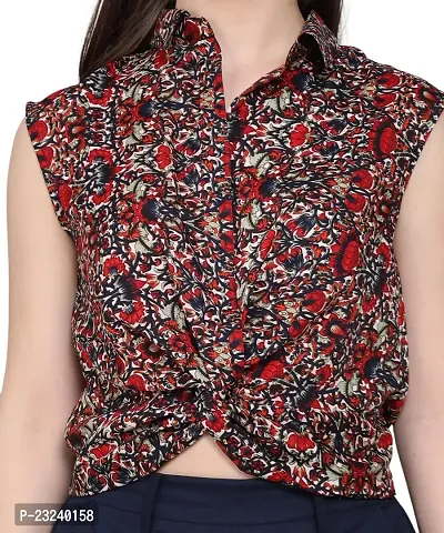 BaawRi Sleeveless Casual Floral Printed Crepe Fabric Top for Women/Girl's-thumb6