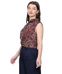 BaawRi Sleeveless Casual Floral Printed Crepe Fabric Top for Women/Girl's-thumb3