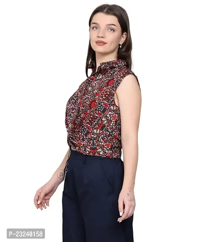 BaawRi Sleeveless Casual Floral Printed Crepe Fabric Top for Women/Girl's-thumb4