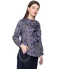 BaawRi Casual Round Neck Full Sleeve Floral Printed Crepe Fabric Top for Women/Girl's-thumb2