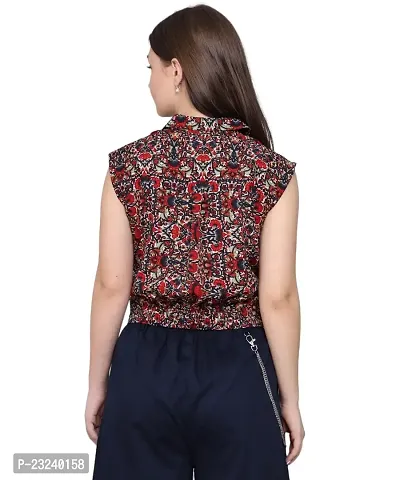 BaawRi Sleeveless Casual Floral Printed Crepe Fabric Top for Women/Girl's-thumb5