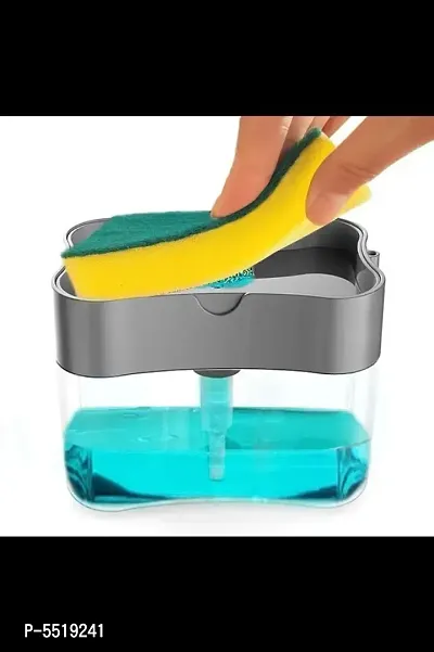 2 in 1 Soap Dispenser for Dishwasher Liquid Holder , Liquid Dispenser Through Pump ( Multi-Color , 400 ML) with Sponge-thumb0