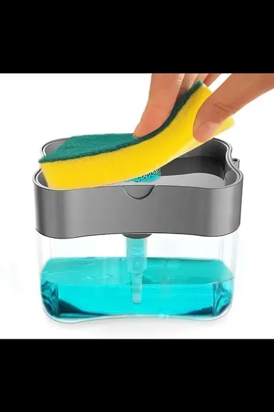 2 in 1 Soap Dispenser for Dishwasher Liquid Holder , Liquid Dispenser Through Pump ( Multi-Color , 400 ML) with Sponge