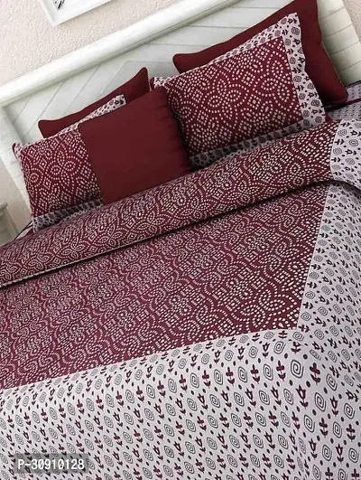 Comfortable Cotton Printed King Bedsheet With Pillow Covers-thumb0