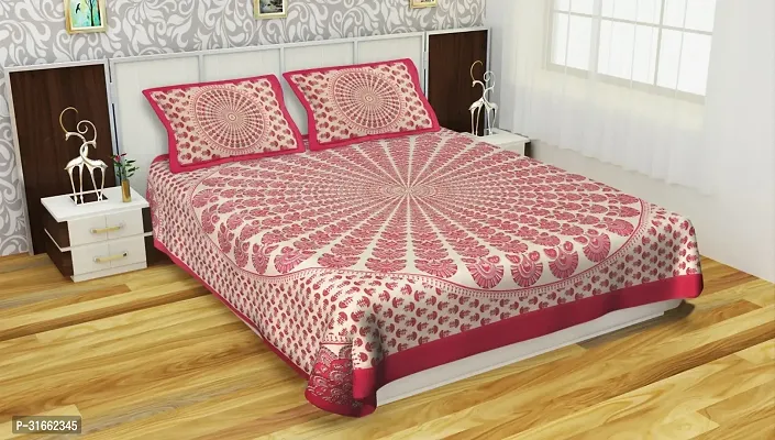 Comfortable Multicoloured Cotton Double 1 Bedsheet + 2 Pillowcovers